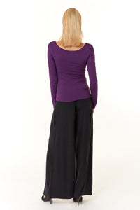 Ioanna Korbela, sustainable jersey knit long sleeve top in purple-New Essentials