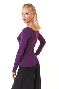 Ioanna Korbela, sustainable jersey knit long sleeve top in purple-New Essentials