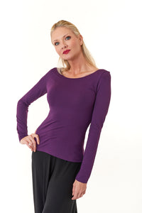Ioanna Korbela, sustainable jersey knit long sleeve top in purple-Ioanna Korbela, sustainable jersey knit long sleeve top in purple