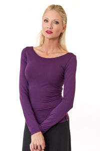 Ioanna Korbela, sustainable jersey knit long sleeve top in purple-Promo Eligible