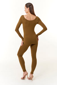 Ioanna Korbela, Sustainable long sleeve knit Eco Vital top in golden khaki-Loungewear