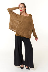 Ioanna Korbela, Sustainable long sleeve knit Eco Vital top in golden khaki-Ioanna Korbela