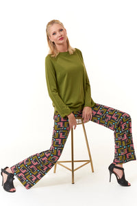 Maliparmi, Knit Melody print elastic waist trousers-Italian Designer Collection-Bottoms