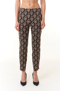Maliparmi, Jacquard Slim Trousers in Monopetto-a-Maze Print-Italian Designer Collection-Crop Pants