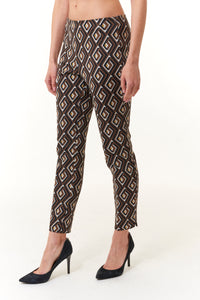 Maliparmi, Jacquard Slim Trousers in Monopetto-a-Maze Print-Italian Designer Collection-High End Pants