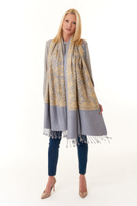 Sevya Handmade, Vijaya hand embroidered viscose shawl 28x72-
