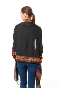 Sevya Handmade, Taj hand embroidered wool shawl 28x72-Scarves