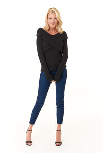 Renee C.,  Brushed Knit Wrap Off Shoulder Sweater Top-Chic Holiday