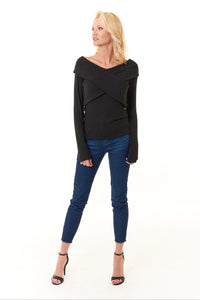 Renee C.,  Brushed Knit Wrap Off Shoulder Sweater Top-Gifts for the Fashionista