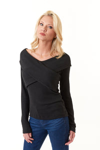 Renee C.,  Brushed Knit Wrap Off Shoulder Sweater Top-New Tops