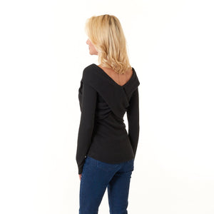 Renee C.,  Brushed Knit Wrap Off Shoulder Sweater Top-Tops