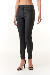 Tractr Jeans, Denim, high rise skinny jeans in coated black-