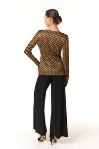 Maliparmi, Knit Frieze Print Long Sleeve Blouse -Italian Designer Collection-High End Tops
