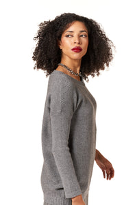 Oblique Creations, Knit, Cut Out Neckline Sweater with Chain-