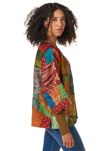Aratta, Silk Patchwork Kimono in Rust-Jackets