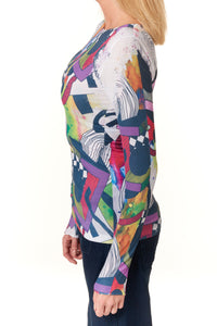 AMB Designs, 80's Second Skin Raw Edge Crew Neck Mesh Top-Gifts for the Fashionista