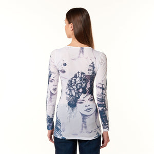 AMB Designs, Medusa Second Skin Crew Neck Mesh Top-Gifts for the Fashionista