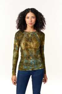 AMB Designs, Hidden Marble Raw Edge Second Skin Mesh Top-Gifts