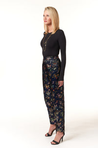Garbolino Couture, Silk Brocade Slim Trousers-High End Pants