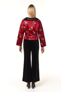 Garbolino Couture, Silk Brocade Princess Short Jacket with Black Trim-New High End