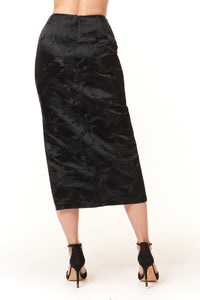Garbolino Couture, Silk Brocade, Midi Pencil Skirt in Black-Chic Holiday