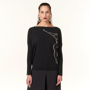 Oblique Creations, Fine Knit Body Contour Sweater-Italian Designer Collection