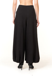 Oblique Creations, extra wide leg cargo pants in stretch ponte-High End