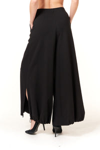 Oblique Creations, extra wide leg cargo pants in stretch ponte-Bottoms