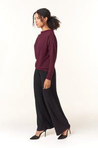Renee C, Brushed Knit Off the Shoulder Top in Plum-Promo Eligible