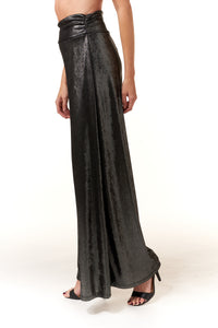 Renee C., Metallic Wide Trousers in Black/Silver-Chic Holiday