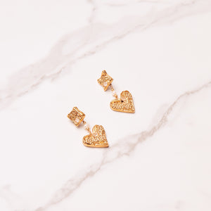 Special Effects,Ceramic Gold Heart Earrings-