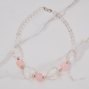 Special Effects, Brazilian Rock Crystal Nuggets Necklace with Rose Quartz-New Arrivals