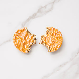 Special Effects, Ceramic, Sculptured Earring in Orange gold-Accessories
