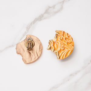 Special Effects, Ceramic, Sculptured Earring in Orange gold-New Arrivals