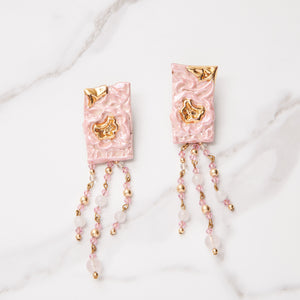 Special Effects, Ceramic, Sculptured Chandelier Earring in Pink-Jewelry