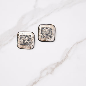 -Special Effects, Ceramic, 1 1/2" Square Plate Earring in Black Matte platinum