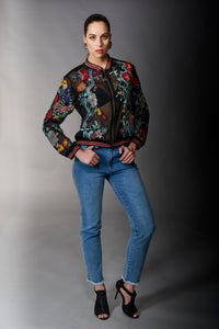 Aratta , Bellezza Embroidered Bomber Jacket in Black-New Arrivals