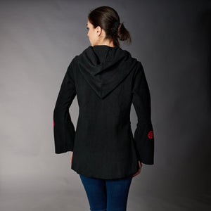 Ark, Fleece Vella Embroidered Jacket in Black-New Arrivals
