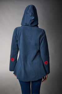 Ark, Fleece Vella Embroidered Jacket in Navy-New Arrivals