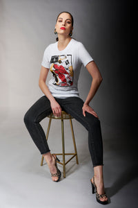 By Jodi, Cotton, Boss Lady T-Shirt in white-New Tops