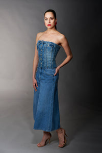 Tractr Jeans, Denim, Wide Leg Culotte with Back Waist Buckle-Tractr Jeans