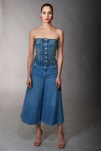 Tractr Jeans, Denim Corset in Medium Wash-Tops