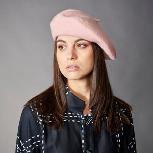 French Beret, Wool in pink-Hats