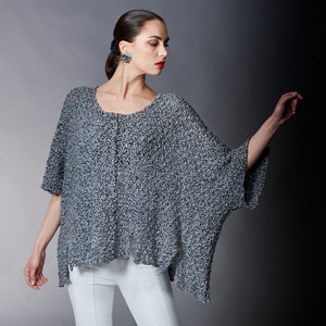 B & K Moda, Crochet, Tape Yarn Knit Pullover Sweater in Gray-