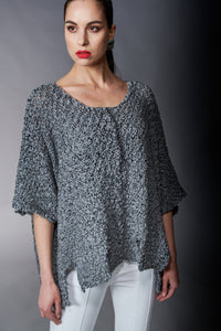 B & K Moda, Crochet, Tape Yarn Knit Pullover Sweater in Gray-New Tops