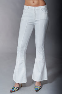 Tractr Jeans, Denim, sexy flare front panel jean in white-Bottoms