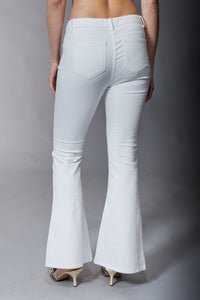 Tractr Jeans, Denim, sexy flare front panel jean in white-Wide Leg Jeans