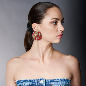 Special Effects, Ceramic, Large Flat Hoops in Dark Rose with Gold-New Arrivals