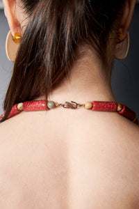 Special Effects, Ceramic, Double Strand Chunky Necklace in Earthen Red Glaze-New Accessories