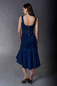 Tractr Jeans, Denin Paneled Hourglass Midi Dess-Midi Dress